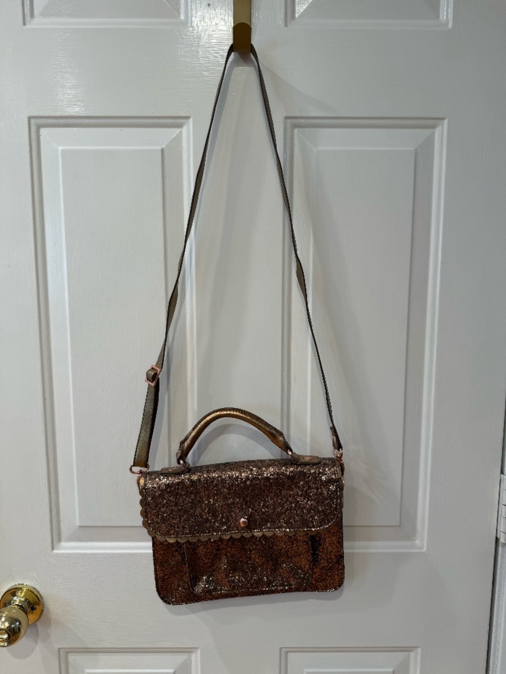 Ted Baker crossbody glitter satchel - bronze color